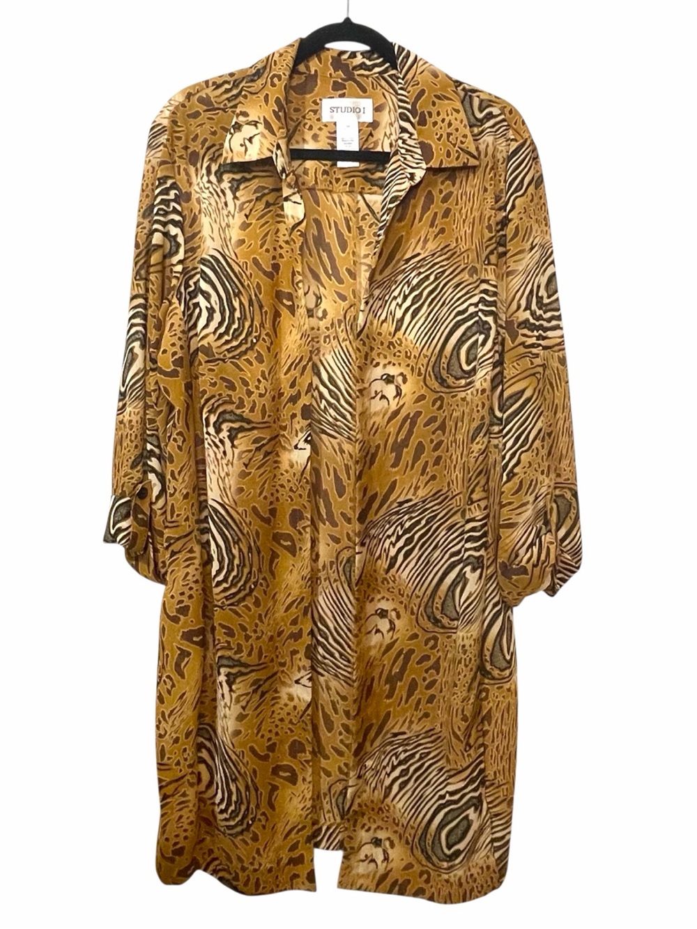 Mixed Leopard Animal Print Open Duster